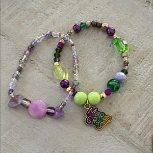 Hand Crafted Mardi Gras Beaded Bracelets
